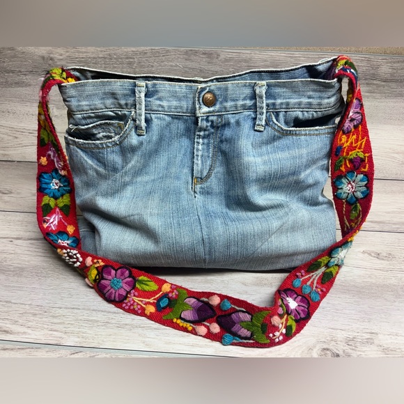 Recycled Denim Crossbody with Vintage Embroidered Strap - Picture 5 of 15